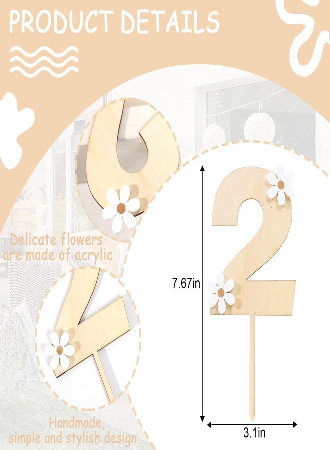 Incrizma Daisy Cake Topper For Birthday - Daisy Birthday Party Decor, Retro Groovy Birthday, Boho First Birthday, Wooden Cake Decorating Supplies, Anniversary (Daisy 2 Cake Topper) - Image 2